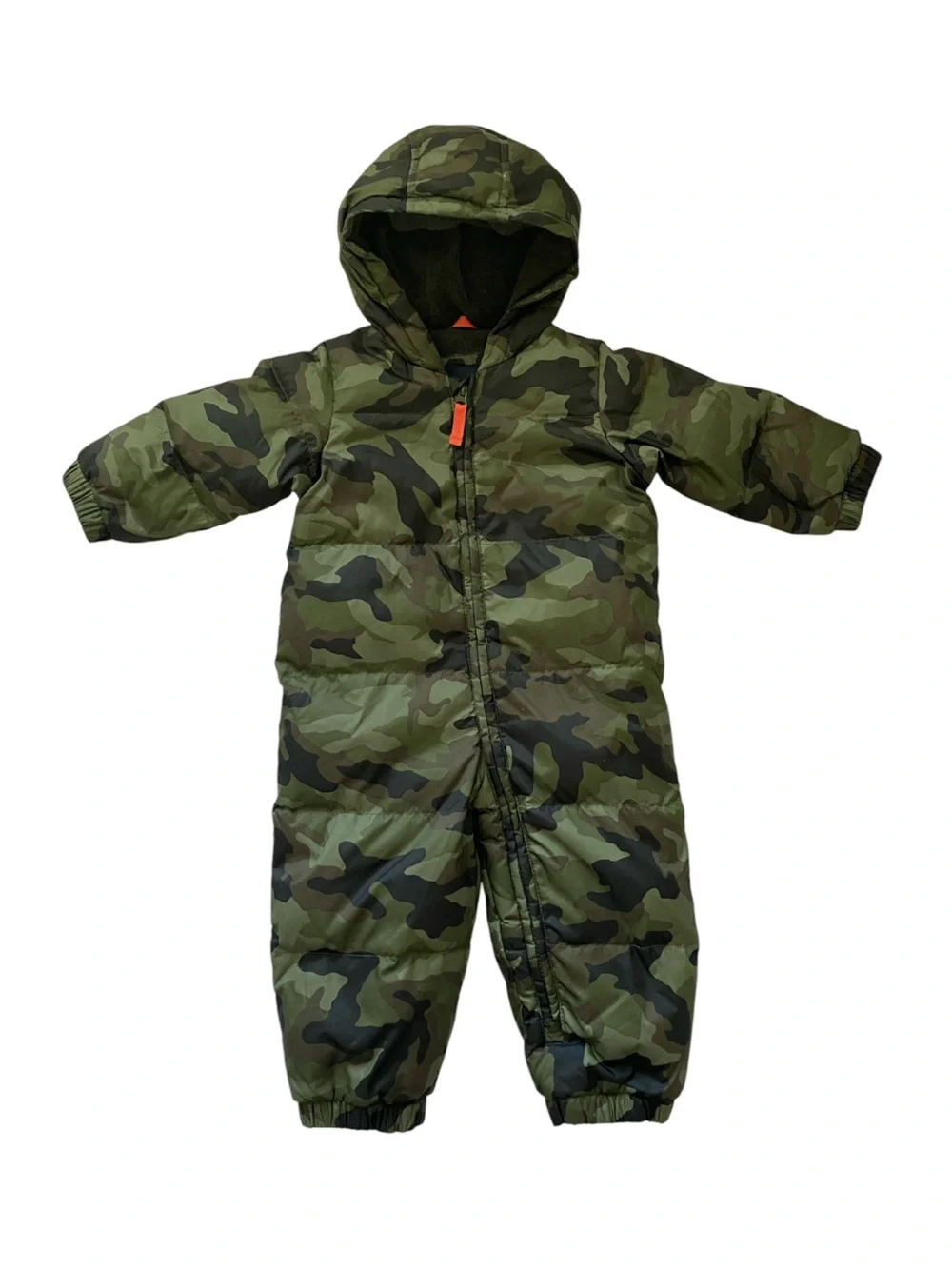 GAP Hooded Down Camo One-Piece Snowsuit - Olive, Dark Green & Black
